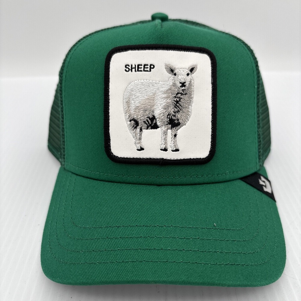 Goorin Bros The Farm Green Trucker Hat Sheep Patch Mesh Back One Size Adj